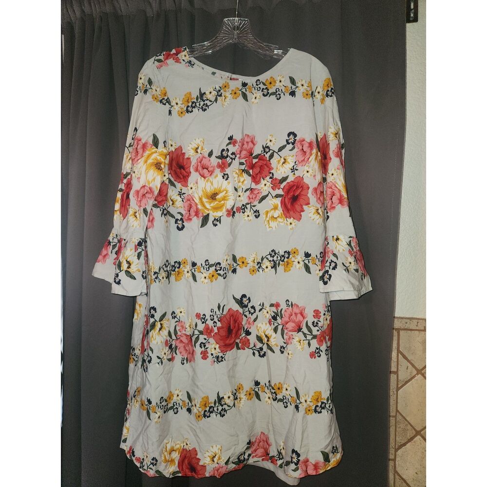NWT Old Navy Women's Gray Floral 3/4 Sleeve Dress Size M Medium